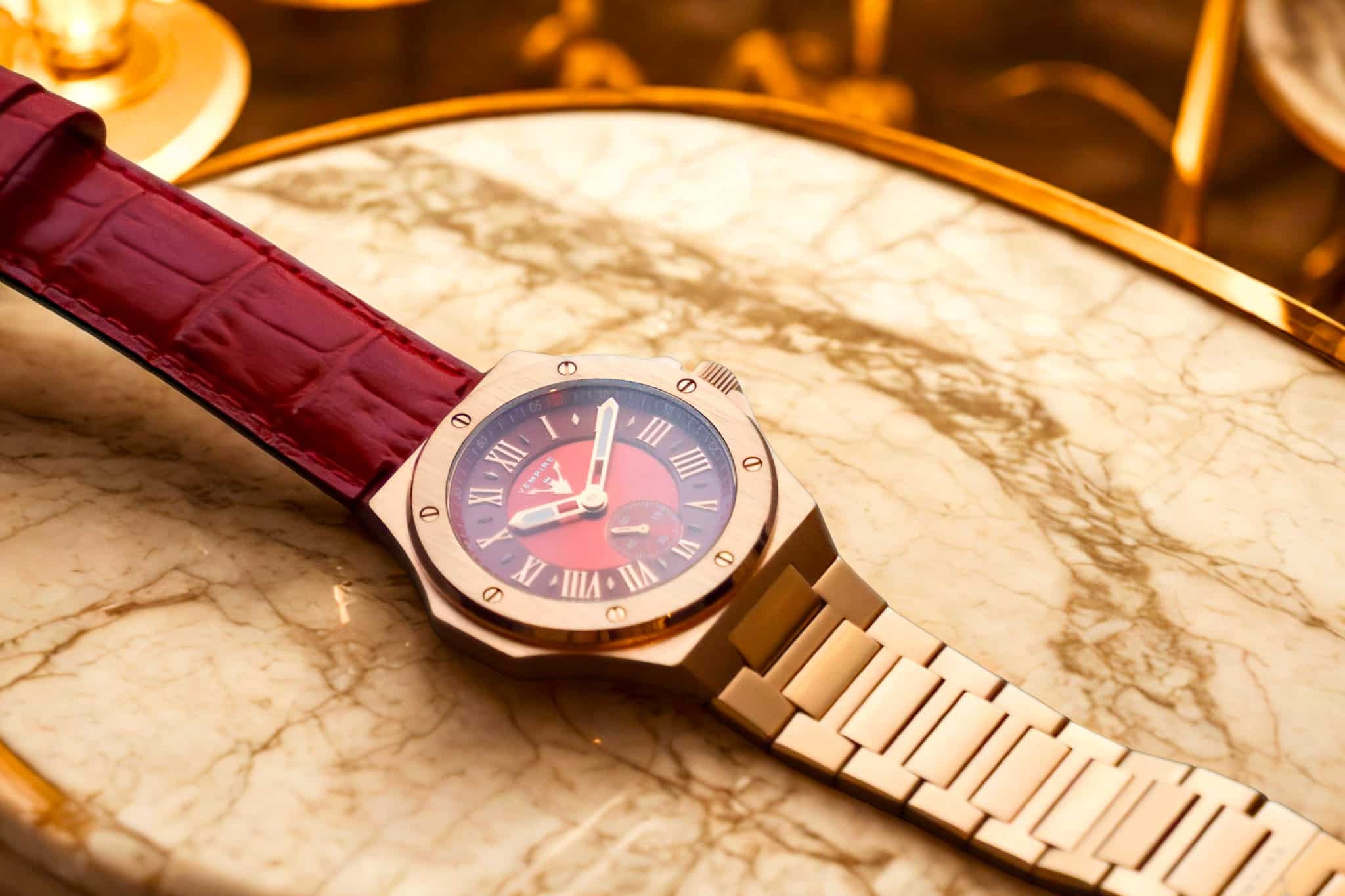 PHOENIX - RED / ROSE GOLD (LEATHER)