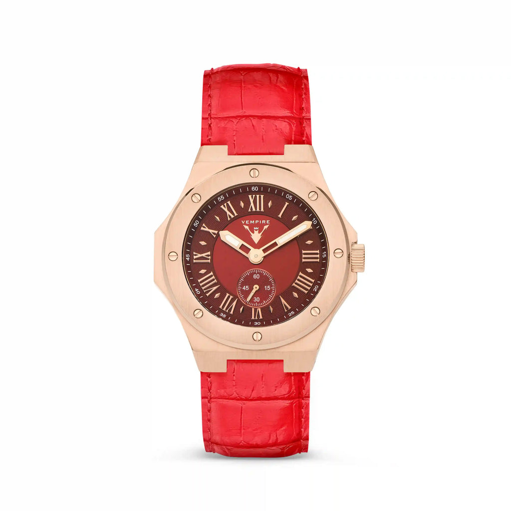 PHOENIX - RED / ROSE GOLD (LEATHER)
