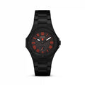 Vempire Shadow black red steel watch front view on white background